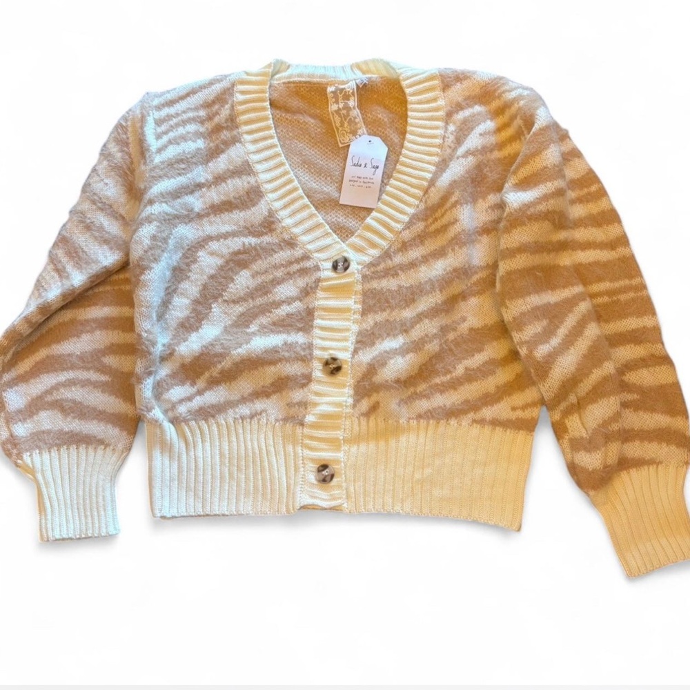 Sadie & Sage Julian‎ Cardigan Camel/Ivory Size Small NWT